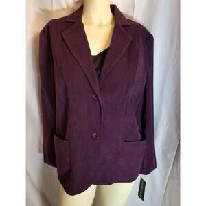 Notations Faux Suede Blazer Purple Jacket XL Soft Touch Pockets